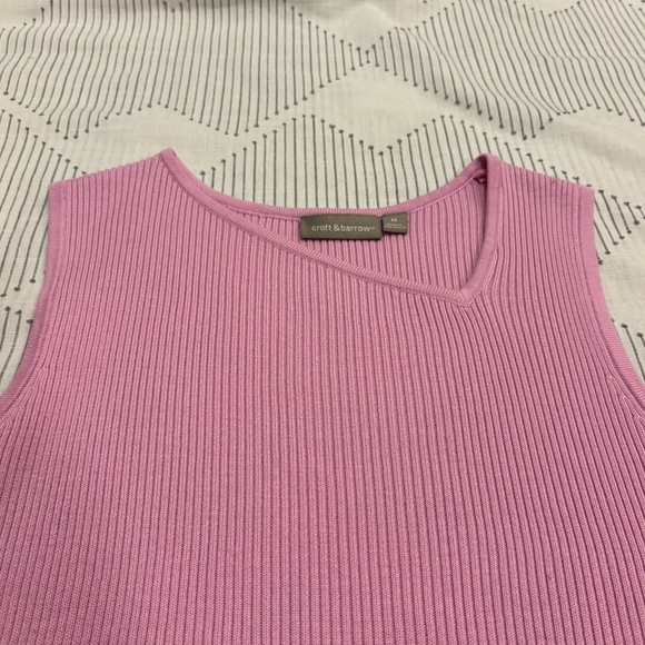 Croft & Barrow Pink Ribbed Tank Top - Picture 2 of 10